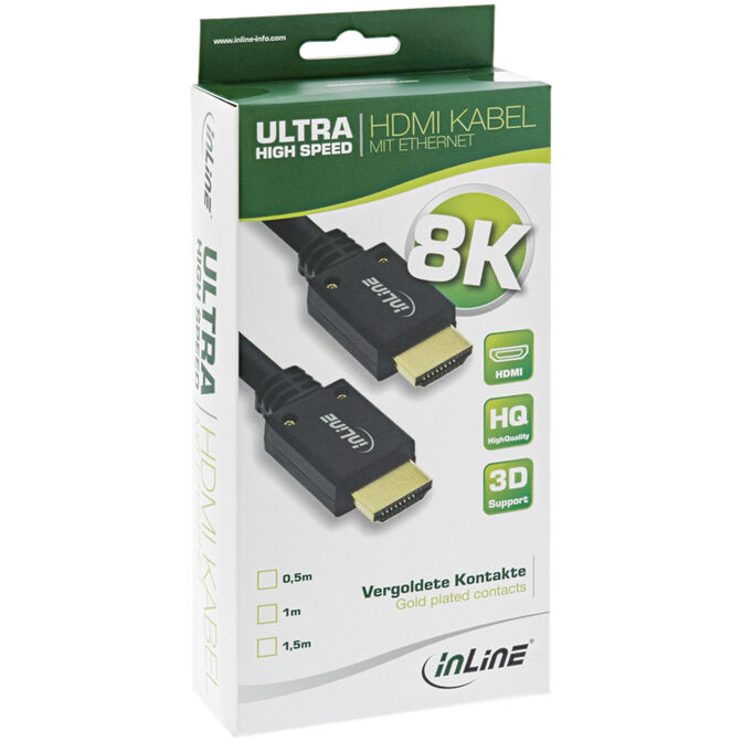 InLine 8K4K Ultra High Speed HDMI Kabel, schwarz - 1m image number 1