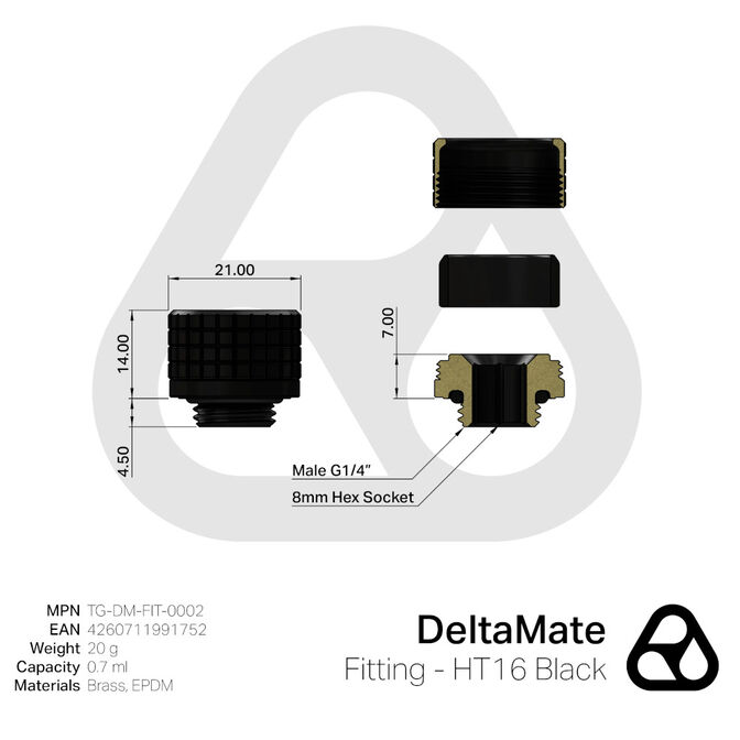 Thermal Grizzly DeltaMate Fitting - HT16, black image number 2