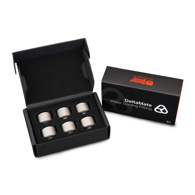 Thermal Grizzly DeltaMate Extender Fitting - MF14, matt nickel, 6er-Pack image number 2