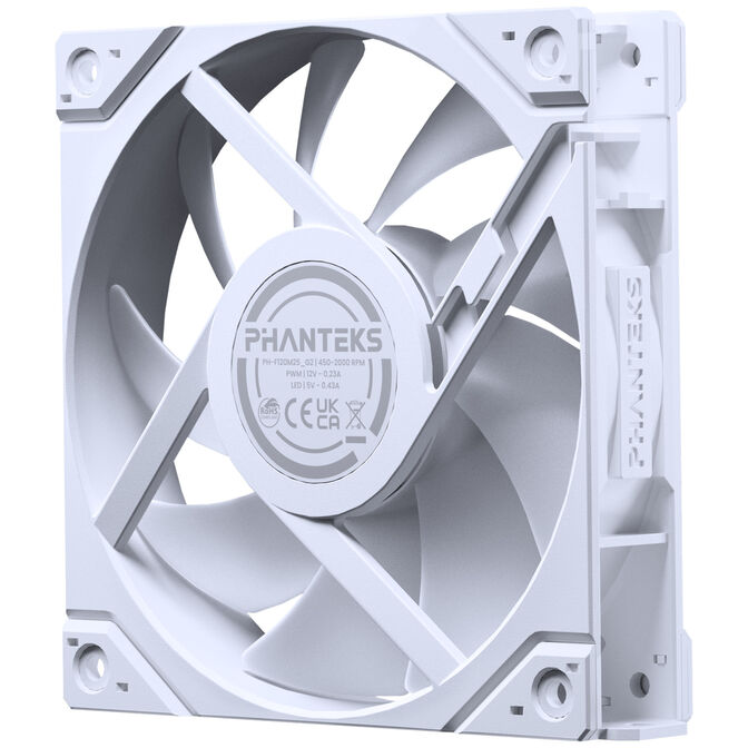 PHANTEKS "4-Pack" 1x M25 Gen2 PWM D-RGB Fan & 3-Pack Reverse Blade Fans, 120mm - White image number 9
