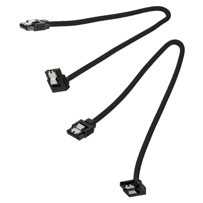 Corsair Premium Sleeved SATA-Kabel gewinkelt, schwarz 30cm - 2er Pack image number 1
