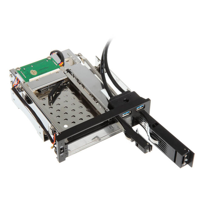 Akasa 5.25 inch drive bay for 1x 3.5 + 1x 2.5 inch, including 2x USB 3.0 image number 2