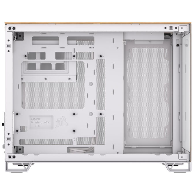 Corsair 2500X Micro-ATX case, Tempered Glass - white, bamboo wood image number 8