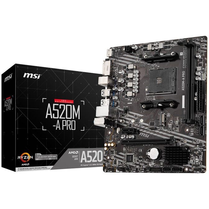 MSI A520M-A Pro motherboard, Socket AM4, AMD A520, Micro-ATX, DDR4 image number 0