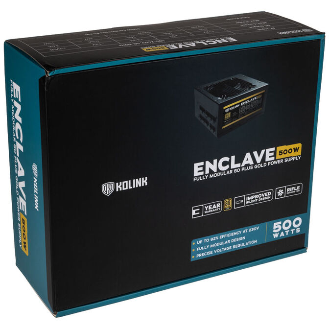 Kolink Enclave 80 PLUS Gold Netzteil, modular - 500 Watt mit Kaltger&auml;tekabel image number 7