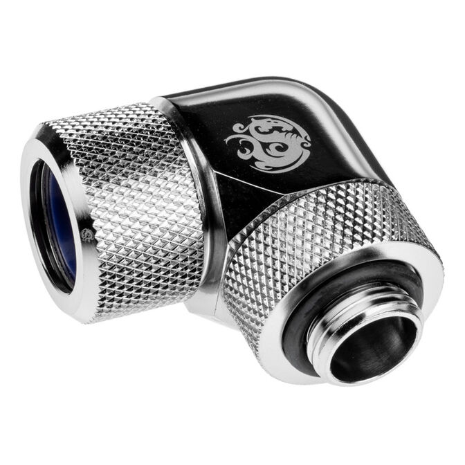 Bitspower Advanced Adapter 90 Grad G1/4 Zoll AG auf 14mm AD Hardtube - drehbar, silber image number 1