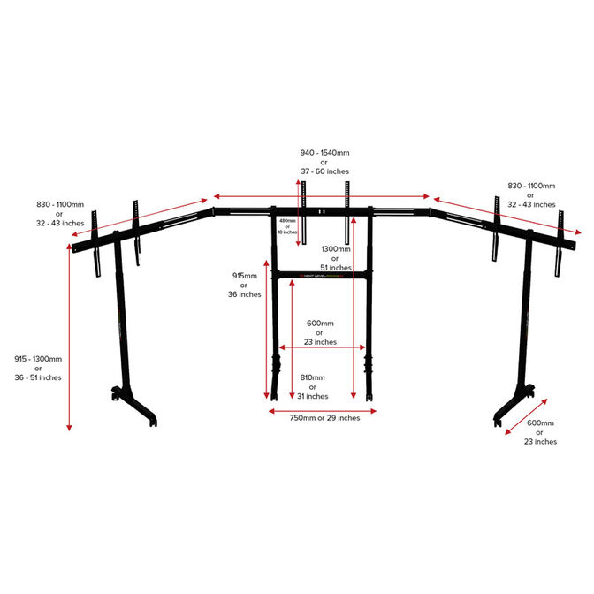 Next Level Racing Free Standing Triple Monitor Stand image number 5