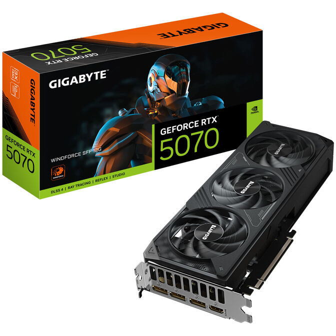 GIGABYTE GeForce RTX 5070 WINDFORCE SFF 12G Graphics Card - 12GB GDDR7, 192bit, PCI-E 5.0, 2512MHz Core Clock, 3 x DP 2.1b, 1 x HDMI 2.1b, DLSS 4, GV-N5070WF3-12GD image number 0