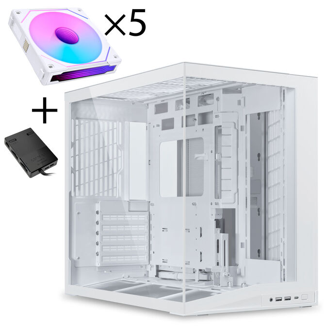 Lian Li O11 Dynamic Mini V2 - white - 5x UNI FAN SL-INF 120 ARGB Reverse Blade PWM fans - 120mm image number 0