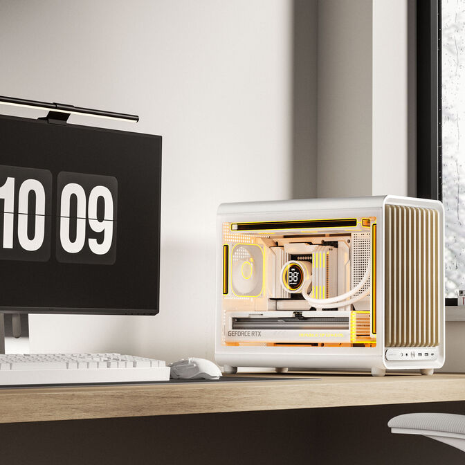 Jonsbo D33 Wood PC-Geh&auml;use, Micro-ATX Geh&auml;use, mATX, Tempered Glass - wei&szlig;, Holz image number 1