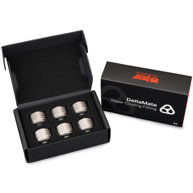Thermal Grizzly DeltaMate Fitting, Brass, G1/4&rdquo; Thread - Nickel, HT16, Pack of 6 image number 2