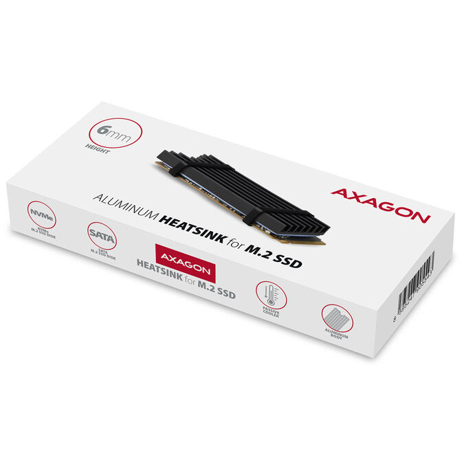 AXAGON CLR-M2L6 passiver M.2-SSD-K&uuml;hlk&ouml;rper - 2280, 6 mm H&ouml;he, Aluminium, schwarz image number 5
