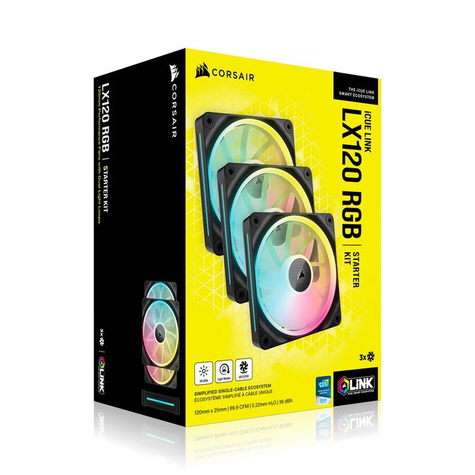 Corsair iCUE Link LX120 RGB, PWM L&uuml;fter, 3er Pack - 120mm, schwarz image number 7