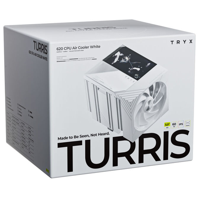 TRYX TURRIS T620 CPU-Luftk&uuml;hler, Dual-Tower, mit 5-Zoll-Display - 120mm, wei&szlig; image number 5