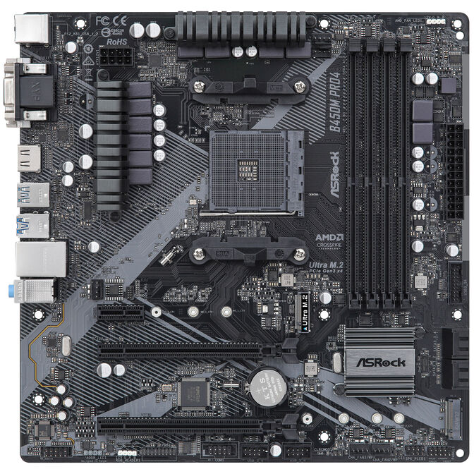 ASRock B450M PRO4 R2.0 Mainboard -B450-Chipsatz, Sockel AM4, DDR4 image number 2