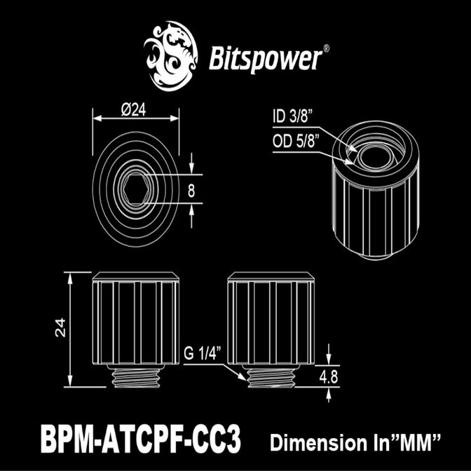 Bitspower Artemis Anschluss gerade G1/4 Zoll AG auf 16/10mm - Sandblast silber image number 1