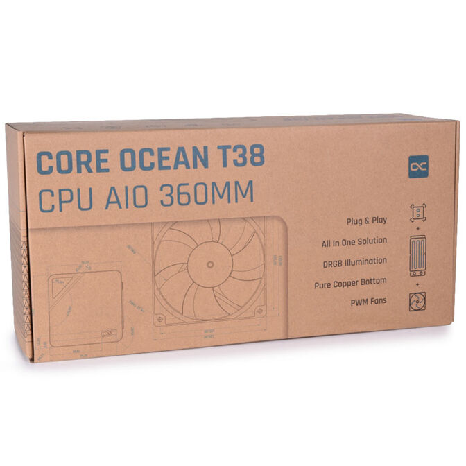 Alphacool Core Ocean T38 360mm CPU Digital AIO Cooler - black image number 6