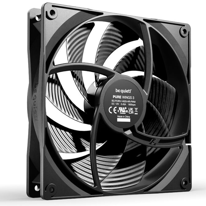 be quiet! Pure Wings 3 L&uuml;fter, High-Speed - 140mm, schwarz, 3er-Pack image number 2