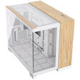 Corsair 2500X Micro-ATX case, Tempered Glass - white, bamboo wood image number null