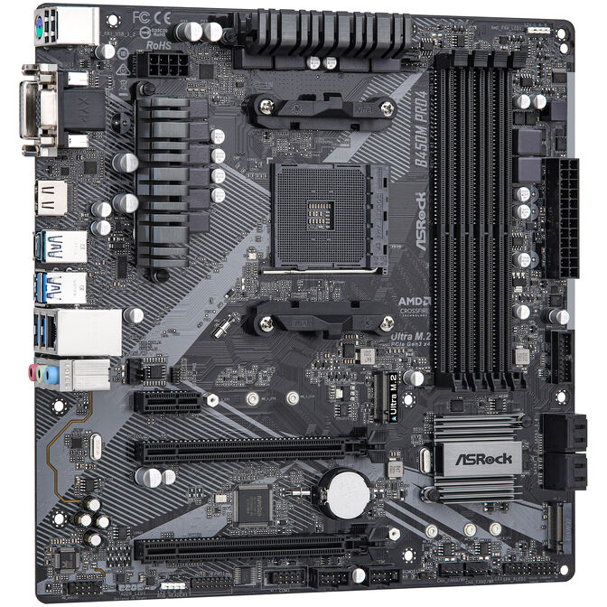 ASRock B450M PRO4 R2.0 Mainboard -B450-Chipsatz, Sockel AM4, DDR4 image number 1