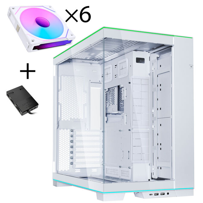 Lian Li O11 Dynamic EVO RGB PC-Geh&auml;use Bundle, Midi-Tower, ARGB, Tempered Glass + 6x UNI FAN SL-INF Reverse Blade L&uuml;fter - wei&szlig; image number 0