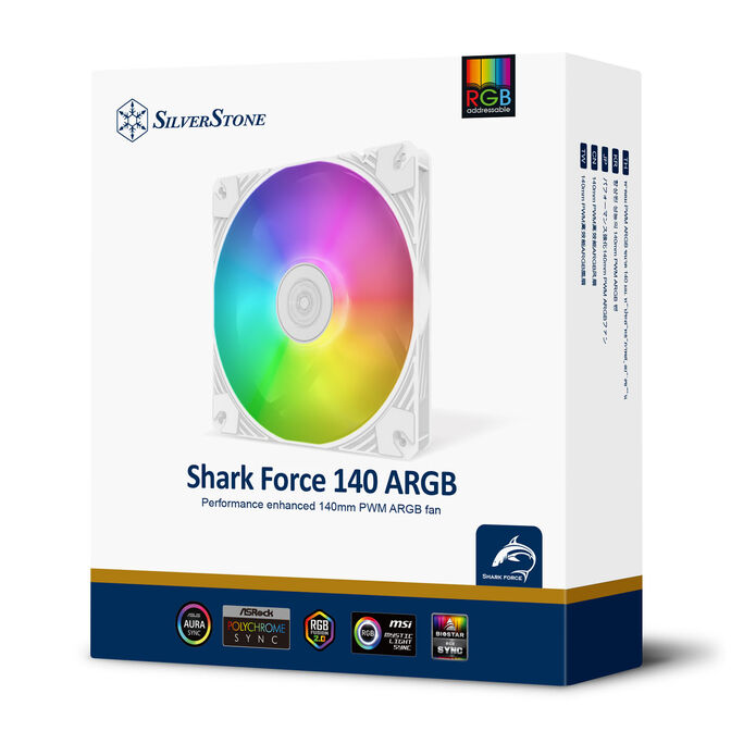 SilverStone Shark Force ARGB Fan, 140 mm - white image number 9