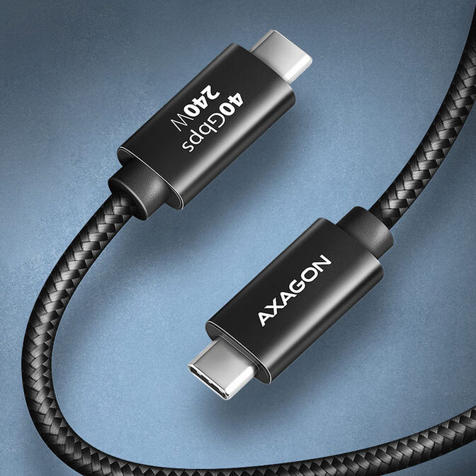 Axagon BUCM4X-CM05AB USB-C-Kabel, USB 4 Gen 3x2, 240 W PD, 8K@60Hz &ndash; schwarz image number 2