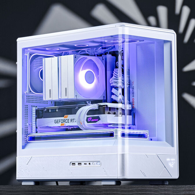 Jonsbo D200 PC Case, Mini Tower, mATX, Tempered Glass - white image number 2