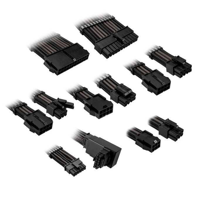 Kolink Core Pro Braided Cable Extension Kit 12V-2x6 Type 1 - Jet Black/Gunmetal Grey image number 0