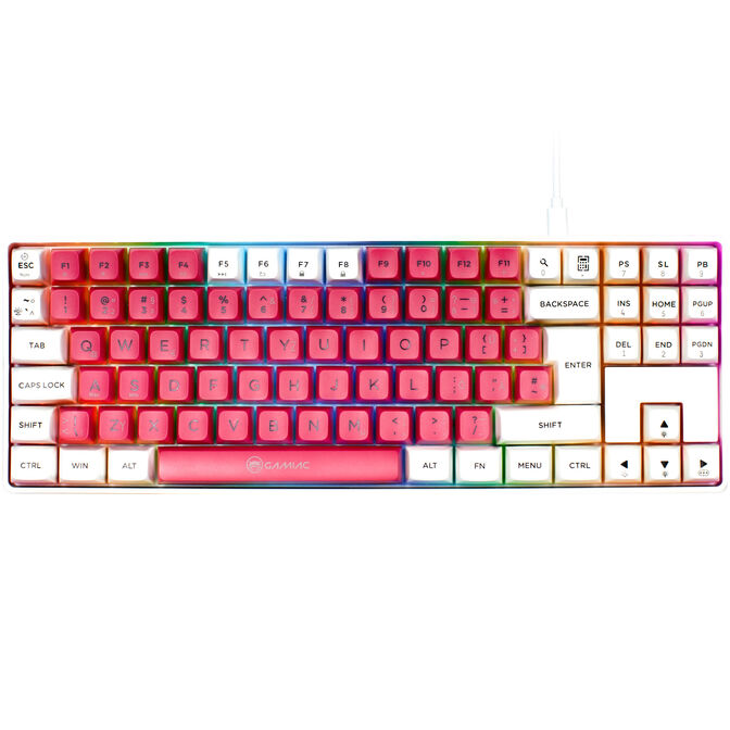 GAMIAC TKL90G Gaming Keyboard, Kailh Blue Switches, RGB - white/red image number 2