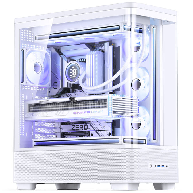 Jonsbo TK-5 PC Case, Mid Tower, ATX, Tempered Glass - white image number 1