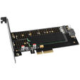 AXAGON PCEM2-DC PCIe-3.0-x4-Adapter, 1x M.2-NVMe, 1x M.2-SATA, bis 22110 - aktive K&uuml;hlung image number null
