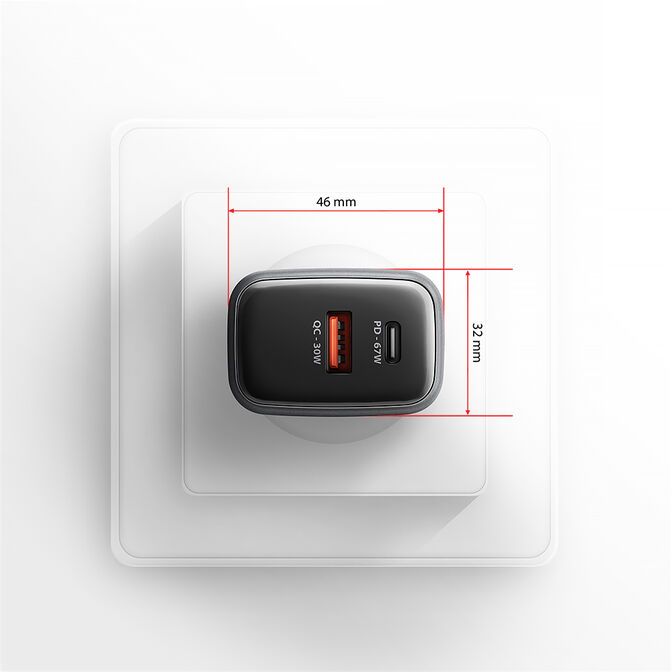 AXAGON ACU-PQ67 GaN Ladeger&auml;t, USB-C Power Delivery 3.0, USB-A Quick Carge 4 - grau image number 8