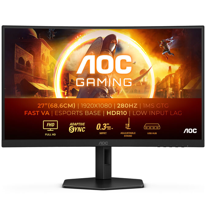 AOC Gaming C27G4ZXU 27 inch Curved Gaming Monitor, 280Hz, VA Panel, Adaptive Sync image number 0