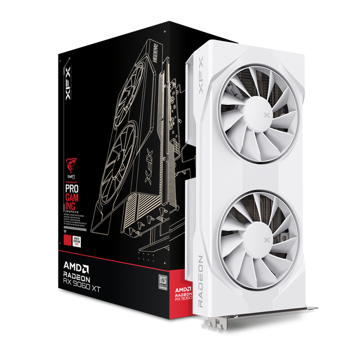 XFX Swift Radeon RX 9060 XT OC White Gaming Edition Graphics Card, 8192 MB GDDR6 image number 0