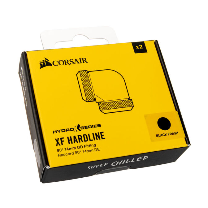 Corsair Hydro X Series XF Hardline Adapter 90 Degree 14mm OD to 14mm OD Hardtube - 2 Pack, Black image number 2