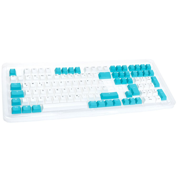 Ducky Keycap Set, PBT, ISO (DE) - white/blue image number 0