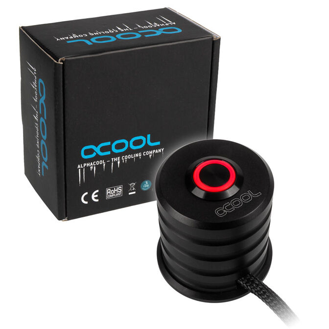 Alphacool Powerbutton mit Taster 19mm rot beleuchtet - Deep Black image number 0