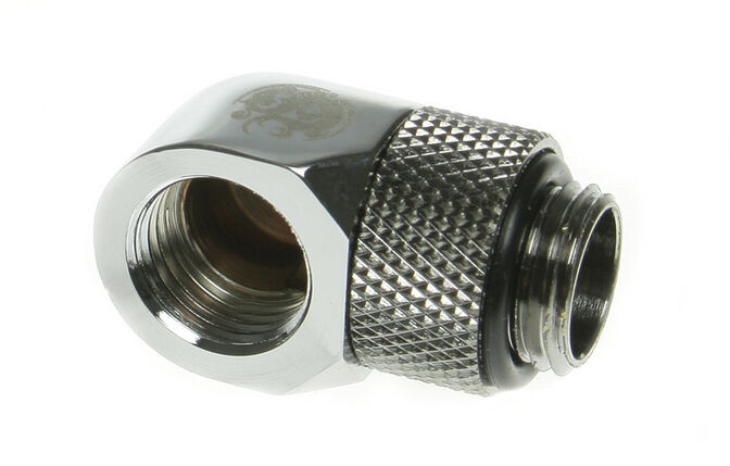Bitspower Adapter 90 Grad G1/4 Zoll AG auf G1/4 Zoll IG - drehbar, silber gl&auml;nzend image number 1