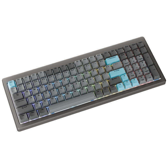 Ducky Cushion 98 Gaming Keyboard, 96%, US Layout, Shush Green Switches - Nickel image number 1
