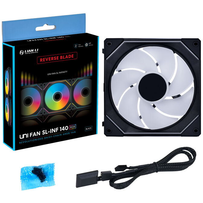 Lian Li UNI FAN SL-INF 140 ARGB Reverse Blade PWM L&uuml;fter, 3er Pack - 140mm, schwarz + 1x UNI FAN SL-INF 140 ARGB PWM L&uuml;fter - 140mm image number 13