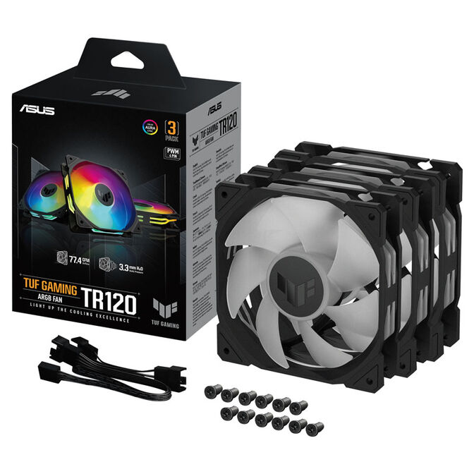 ASUS TUF Gaming TR120, PWM ARGB Fan 3-Pack - 120mm, black image number 4