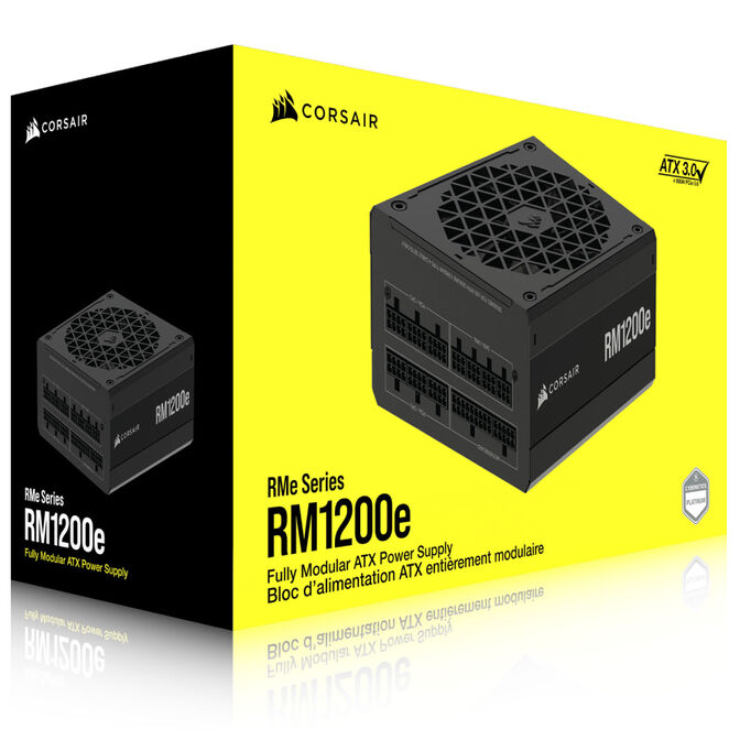 Corsair RMe Series RM1200e 80 PLUS Gold power supply, modular, ATX 3.1, PCIe 5.1 - 1,200 watts, black image number 8