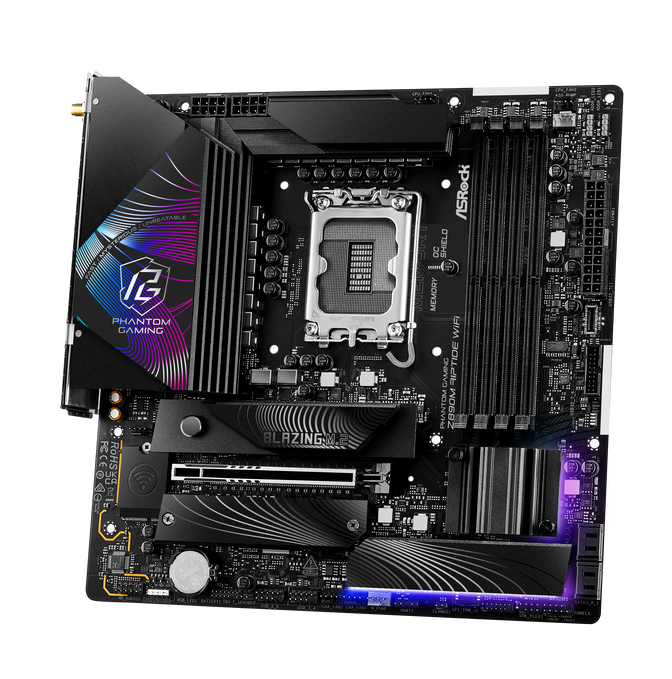 ASRock Z890M RIPTIDE WiFi Mainboard, Sockel LGA 1851, Intel Z890, Micro-ATX, DDR5 image number 2