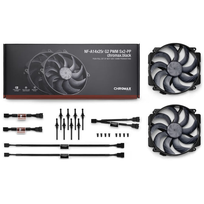 Noctua NF-A14X25r G2 PWM Sx2-PP chromax.black L&uuml;fter, LCP - schwarz, 140mm, 2er-Pack image number 7