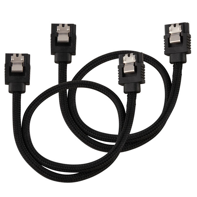 Corsair Premium Sleeved SATA-Kabel, schwarz 30cm - 2er Pack image number 0