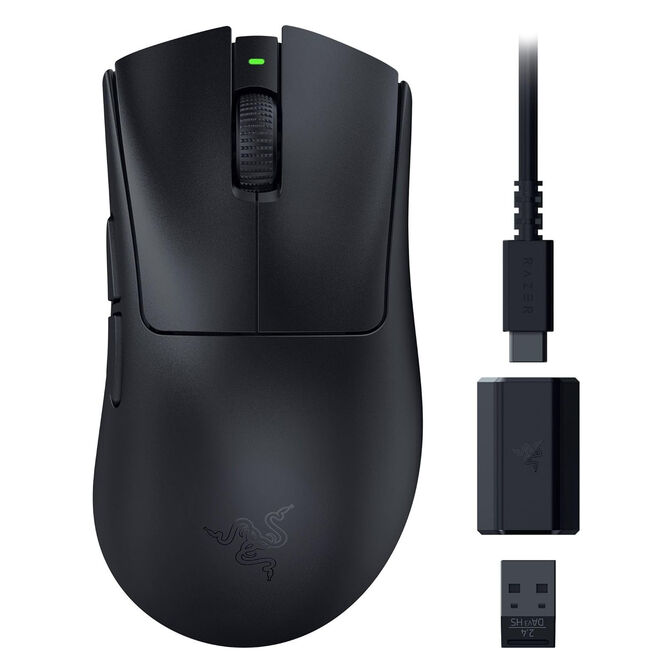 Razer DeathAdder V3 Hyperspeed Gaming Mouse - with HyperPolling Wireless Dongle, black image number 1