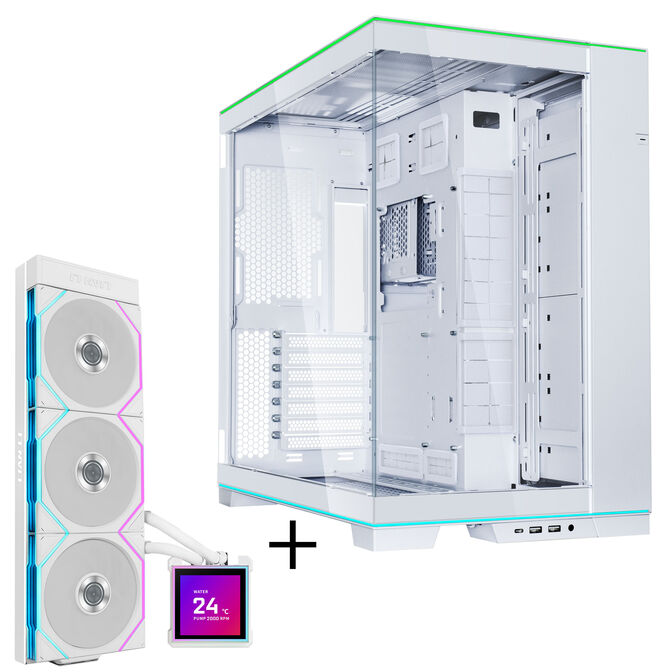 Lian Li O11 Dynamic EVO RGB PC Case Bundle + HydroShift II LCD-S 360TL AiO - White image number 0