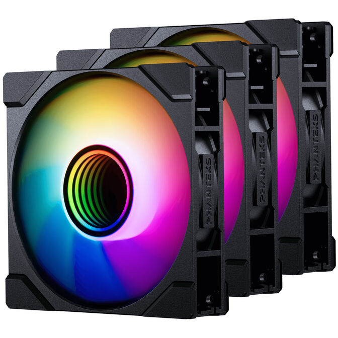 PHANTEKS M25 Gen2 PWM D-RGB Fan, 3-Pack - Reverse Blade, 120mm, Black image number 1