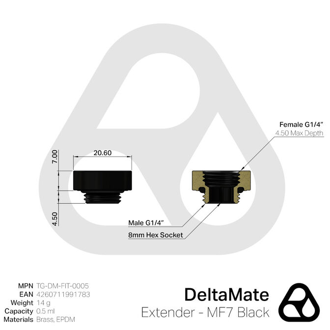 Thermal Grizzly DeltaMate Extender - MF7, black image number 2